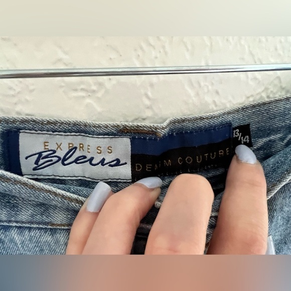 Pre-Owned Express Bleus Denim Button Jean Skirt Denim Size 13/14 - Picture 5 of 5